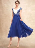 of With Mother Mother of the Bride Dresses Dress Lace Britney Bride Chiffon A-Line Tea-Length V-neck the Ruffle