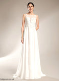 Dress Sequins Sweep Lace Train Wedding Illusion Wedding Dresses Shaylee With A-Line