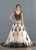 Lace Court Wedding Dresses Train Wedding V-neck Tulle Tatiana Ball-Gown/Princess With Appliques Dress