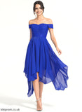 A-Line Beading Chiffon Tania Lace Cocktail Dresses Asymmetrical Off-the-Shoulder Dress With Cocktail