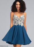 Chiffon A-Line With V-neck Lace Short/Mini Beading Homecoming Kaylah Dress Homecoming Dresses