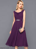 Sequins Beading Dress Neck Cocktail Cowl Chiffon Riley Cocktail Dresses With Knee-Length A-Line