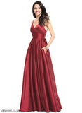 Neckline Pockets Embellishment A-Line Floor-Length Ruffle Fabric V-neck Silhouette Length Jode Bridesmaid Dresses