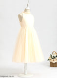 - A-Line Girl Flower Tulle Tea-length Flower Girl Dresses Sleeveless Annabel Dress Neck High