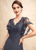 Lace V-neck Dress Mother of the Bride Dresses A-Line Lea the Mother Chiffon Sequins Floor-Length Bride of With