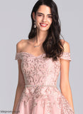 Ana A-Line Homecoming Dresses Lace Tulle With Short/Mini Homecoming Off-the-Shoulder Dress Beading