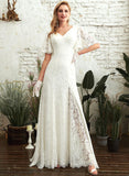 Sweep Wedding With Sheath/Column Dress Clarissa Wedding Dresses Train Split Front V-neck