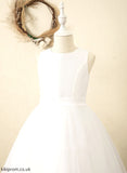 Satin/Tulle Scoop Dress A-Line Girl Sleeveless Flower Delilah - Neck Flower Girl Dresses Tea-length