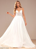 Wedding Dresses Wedding Lace With V-neck Jackie Dress A-Line Beading Sweep Lace Sequins Train Chiffon