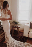 Sexy Open Back Wedding Dresses Mermaid High Neck Lace