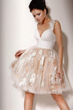 One Shoulder Homecoming Dresses Tulle With Applique And Ruffles Knee