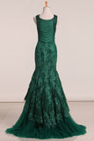 Scoop Mermaid With Applique And Beads Prom Dresses