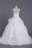 New Arrival Wedding Dresses Sweetheart A Line Organza With Beading & Sash
