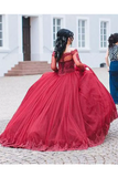 Long Sleeves Quinceanera Dresses Ball Gown Boat Neck With Applique