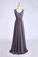 V-Neck A Line Bridesmaid Dresses Floor Length Lace &