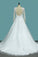 Tulle Wedding Dresses Scoop Long Sleeves A Line With Applique Court