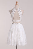 White Homecoming Dresses Scoop Lace Two