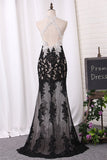 Prom Dresses Mermaid Spaghetti Straps Tulle With Applique Open