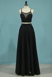 Two-Piece Spaghetti Straps Evening Dresses A Line With