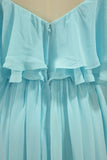 New Arrival A Line Chiffon With Slit Prom Dresses Sweep