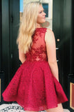 Lace Homecoming Dress With Sheer Back Appliques