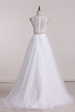 Two-Piece Scoop A Line Wedding Dresses Tulle With
