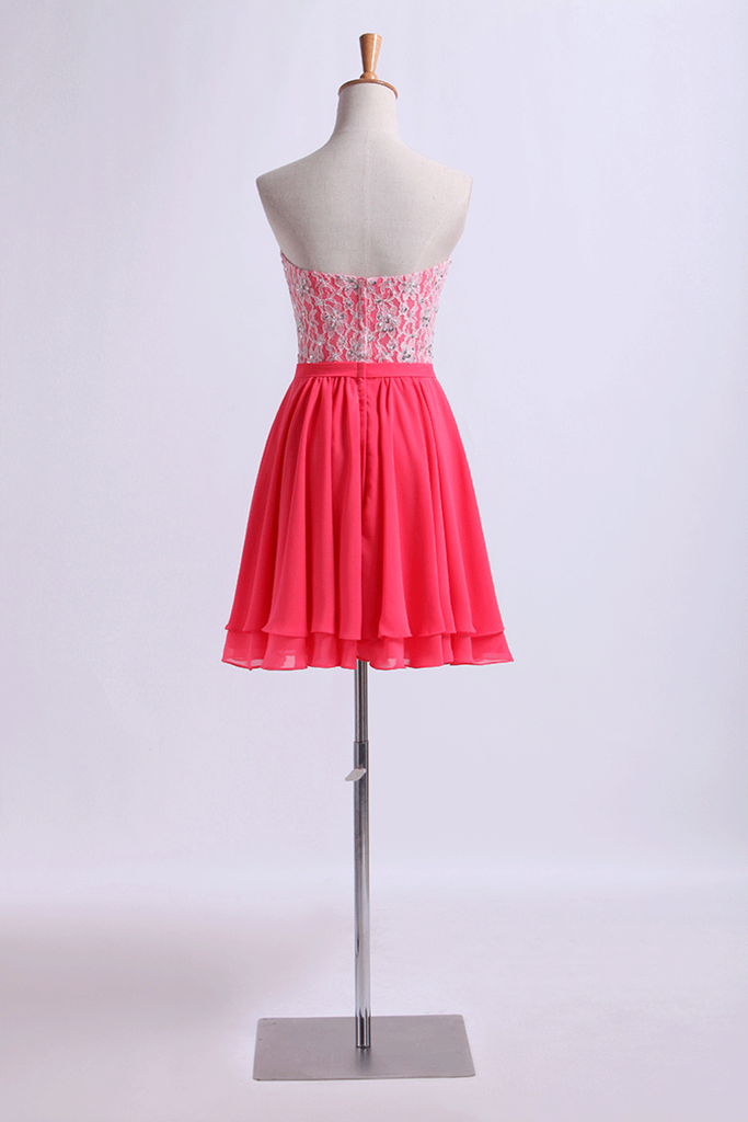 Sweetheart Lace Bodice A-Line Cocktail Dresses With Beading