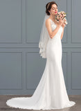 Trumpet/Mermaid Mya Wedding Dresses Chiffon Wedding V-neck Train Court Dress Lace
