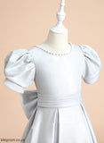Mckenna Floor-length Scoop Flower Girl Dresses Dress Flower Ball-Gown/Princess With Short Neck Girl Sleeves - Bow(s) Satin