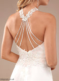 A-Line Floor-Length Beading Wedding Dresses Lace Wedding Chiffon High Neck Front Split Sequins Simone Lace With Dress