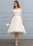 With Dress Beading Wedding Dresses Asymmetrical A-Line Off-the-Shoulder Lace Wedding Aspen