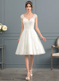 A-Line Wedding Wedding Dresses Dress Lace Knee-Length Tulle V-neck Daisy