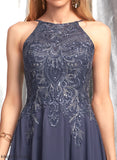 Homecoming Knee-Length Noelle Scoop Neck Lace Lace Appliques Dress Homecoming Dresses A-Line With Chiffon