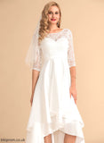 Lace Wedding Wedding Dresses Satin Dress Mercedes Asymmetrical Scoop A-Line Neck
