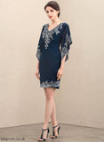Mother Knee-Length the With of Sequins Chiffon Bride Kamryn Lace Dress V-neck Sheath/Column Mother of the Bride Dresses