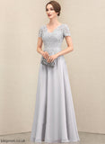 Sequins of Floor-Length Mother of the Bride Dresses A-Line Bride With the V-neck Dress Lace Diamond Chiffon Mother