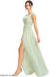 Neckline A-Line Floor-Length Length SplitFront Lace Embellishment Fabric V-neck Silhouette Janae Empire Waist Bridesmaid Dresses