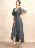 Mother of the Bride Dresses the With Beading Shania V-neck Chiffon Dress of Mother Bride Ruffle Asymmetrical A-Line
