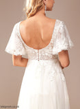 Wedding Dresses Lace Floor-Length Sandra Sequins V-neck A-Line Tulle With Beading Lace Wedding Dress