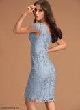 Lace Knee-Length Homecoming Alma Scoop Homecoming Dresses Dress Sheath/Column Lace With Neck