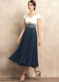 Mother of the Bride Dresses Bride Lace V-neck A-Line the of Milagros Mother Dress Tea-Length Chiffon