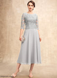 Lace Mother of the Bride Dresses Chiffon Amaya With Scoop Sequins of Dress Mother A-Line Bride Neck the Tea-Length