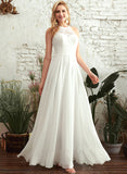 Neck Wedding Dress Scoop Floor-Length Ruby Wedding Dresses A-Line