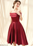 Cocktail Satin Pockets Asymmetrical Cocktail Dresses With Dress Off-the-Shoulder A-Line Alayna