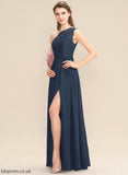 Neckline One-Shoulder SplitFront Fabric Floor-Length Embellishment Length A-Line Silhouette Skyla A-Line/Princess Sleeveless Bridesmaid Dresses
