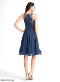 Lace A-Line Beading Dress Neck Georgia Lace Chiffon Knee-Length With Cocktail Cocktail Dresses Scoop