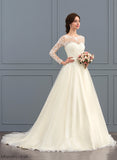 Wedding Sequins Wedding Dresses Illusion Jenny Train Dress Court With Beading Tulle Ball-Gown/Princess Lace