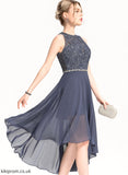Cocktail Dresses Lace Neck Scoop Beading Asymmetrical Nataly With Cocktail Dress A-Line Chiffon