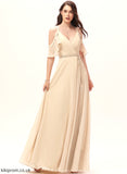 Neckline Fabric SplitFront Floor-Length V-neck Length Silhouette A-Line Ruffle Embellishment Alexia Natural Waist Bridesmaid Dresses