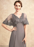 Mother of With the Tea-Length Alessandra Chiffon Lace Dress Bride Mother of the Bride Dresses A-Line Beading V-neck Sequins